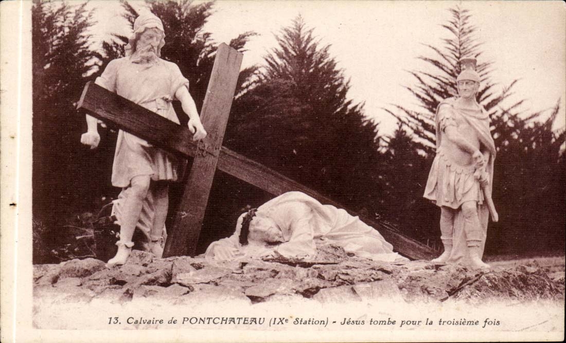 CPA Calvaire of Pontchateau Jesus fall for the third time