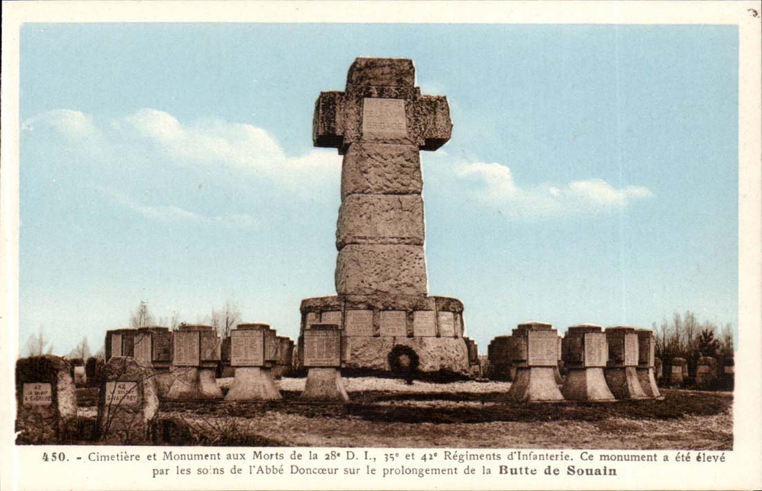CPA Cemetery and war memorial of 28th DI Butte of Souain