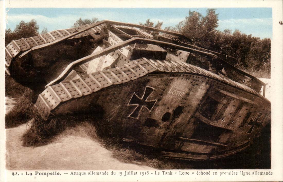 CPA Pompelle Attacks German of July 15th 1918 the Lotte tank