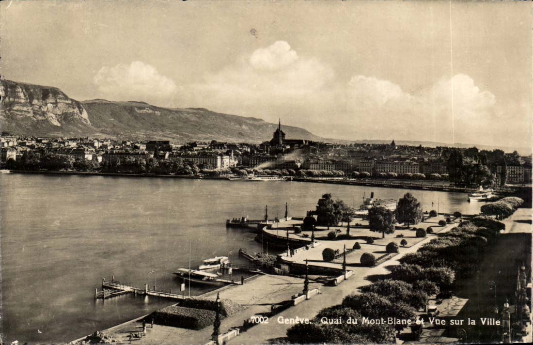Switzerland - Schweiz - Geneva - Quay of Mont Blanc and sight on the city - CPA