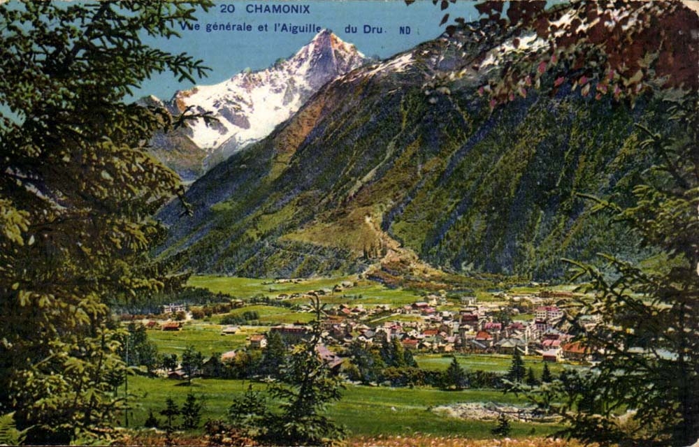 Chamonix - Vue Generale et l'Aiguille du Dru - CPA