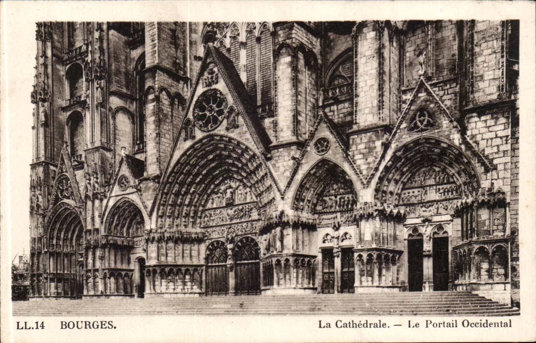 Bourges - the Cathedral - the Western Gate - CPA