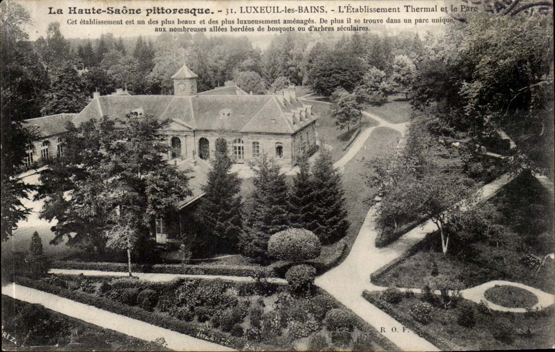 Luxeuil les Bains CPA hydropathic establishment and the park