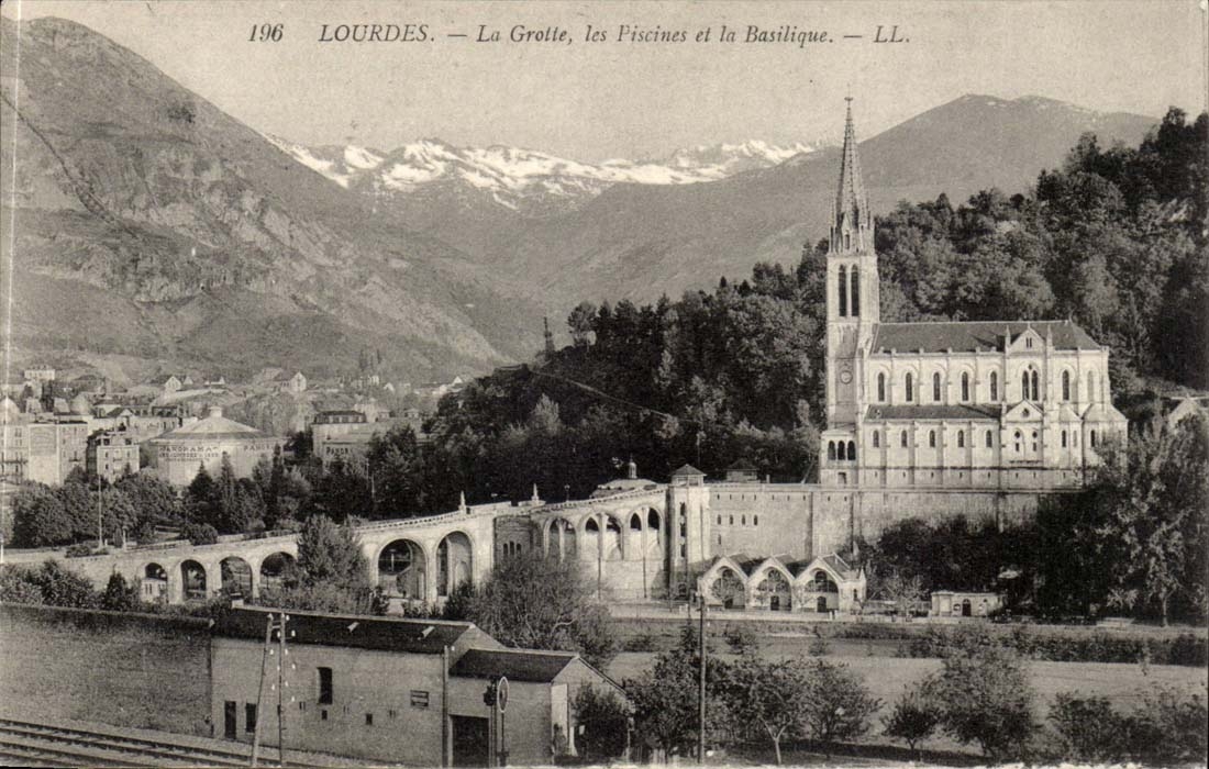 Lourdes CPA the cave the basilica and the swimming pool