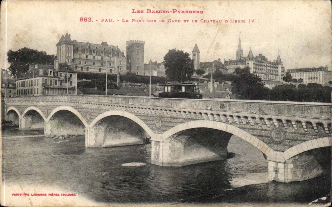 Pau CPA welches die Brucke an und das chaetau Henri IV gab