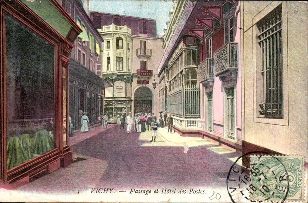 Vichy CPA Passage and post office building