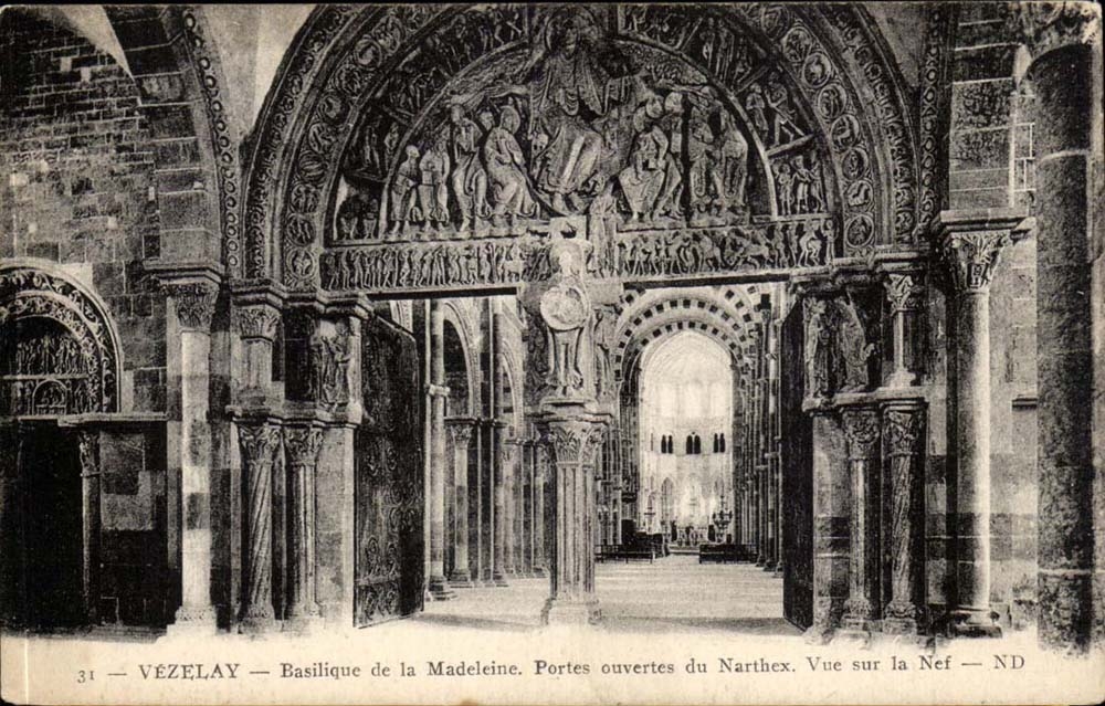 Vezelay CPA Basilika der Madeleine-offenen Turen von Narthex