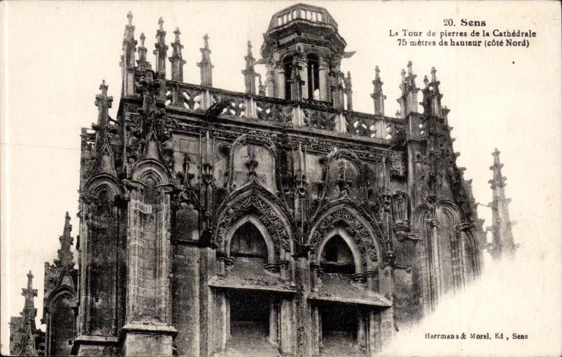 Sens CPA the stone tower of the cathedral