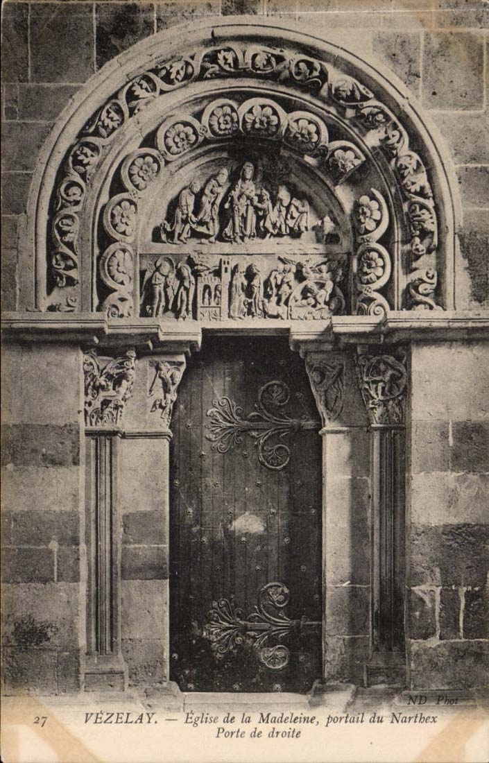Vezelay CPA Church of the madeleine gate of Narthex Gate of right-hand side