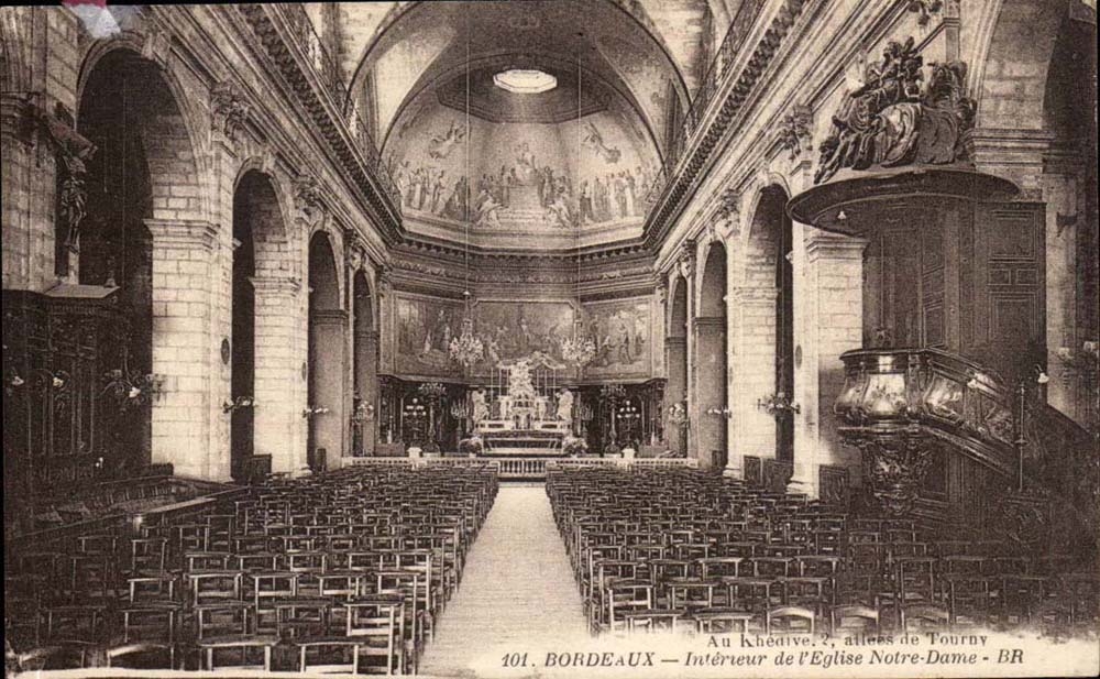 Interior Bordeaux CPA of the Notre Dame church