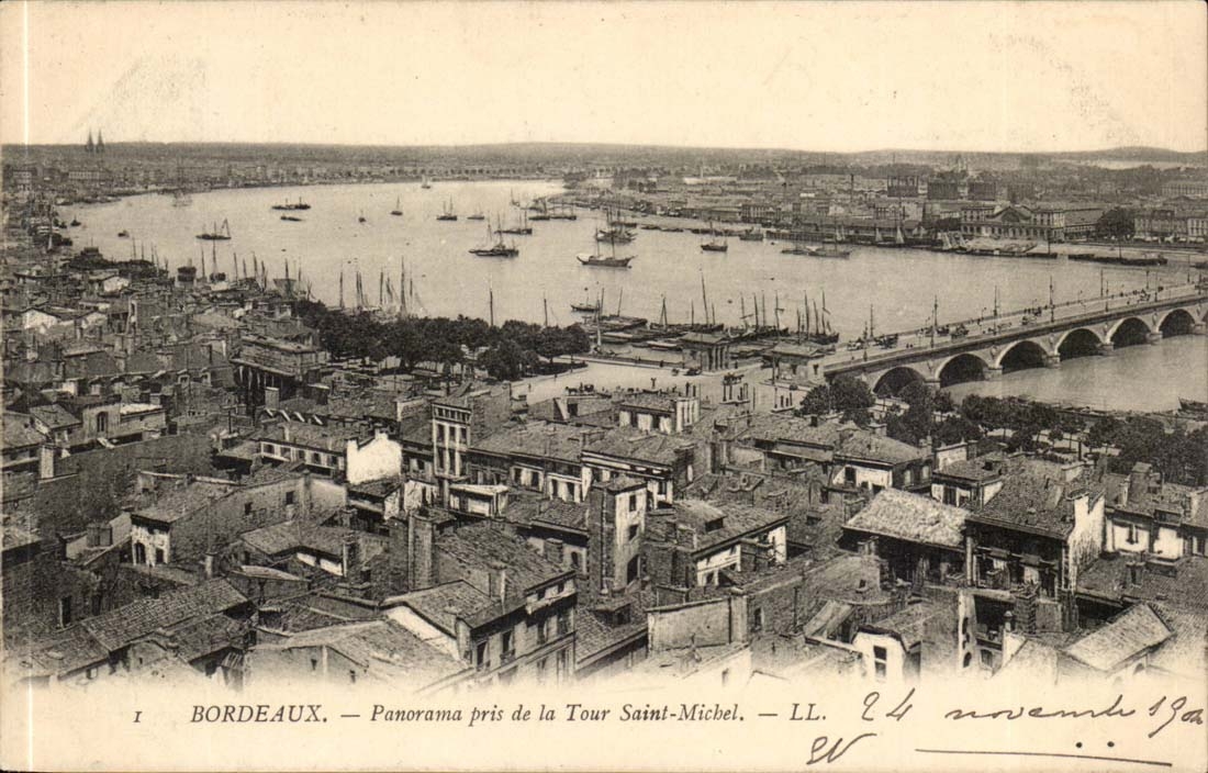 Bordeaux CPA Panorama taken of the Tower St Michel