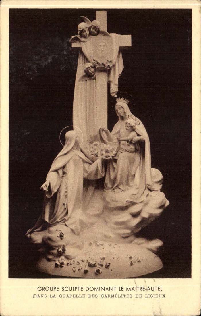 CPA Groupe schnitzt das Beherrschen der Vorlagenofenbrucke in der Wolbung der Carmelite Nonnen von Lisieux