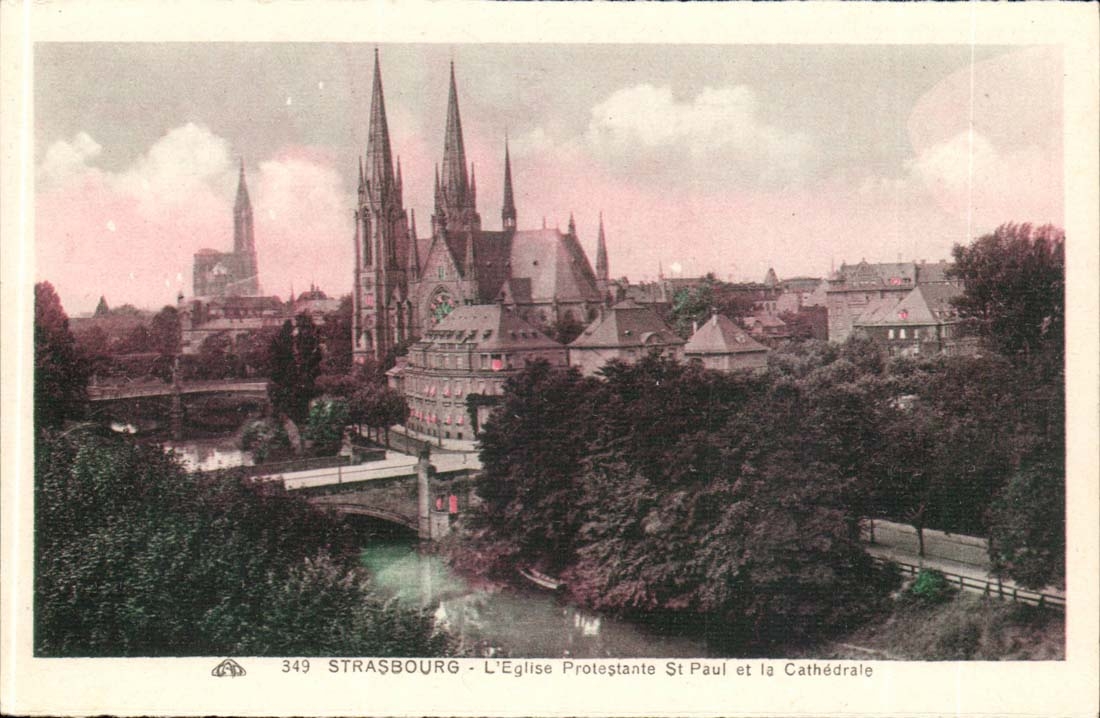 Strasbourg CPA the Protestant church St Paul and the cathedral