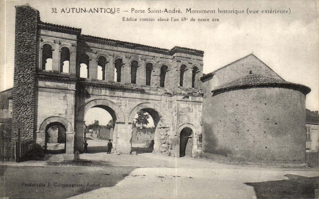 Autun CPA Gate Saint Andre Historic building