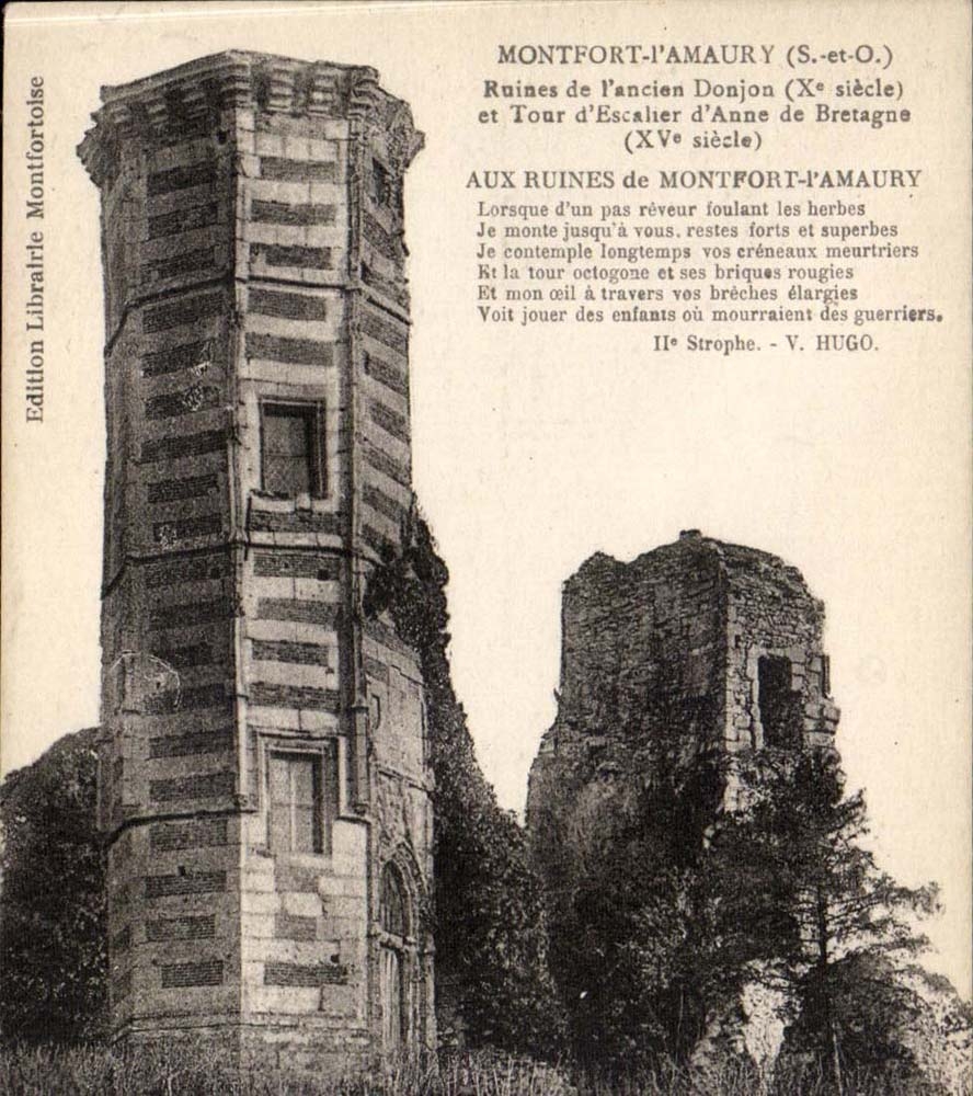 Montfort Amaury - Ruins of the old Keep and Turn of staircase of Anne of Brittany - CPA