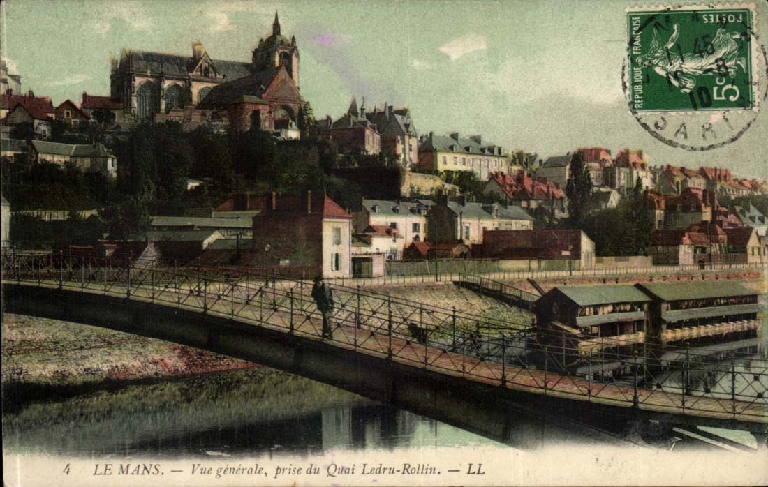 Mans CPA View taken of the quay Ledru Rollin