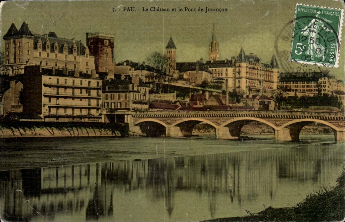 Pau CPA das Schloss und die Brucke von Jurancon