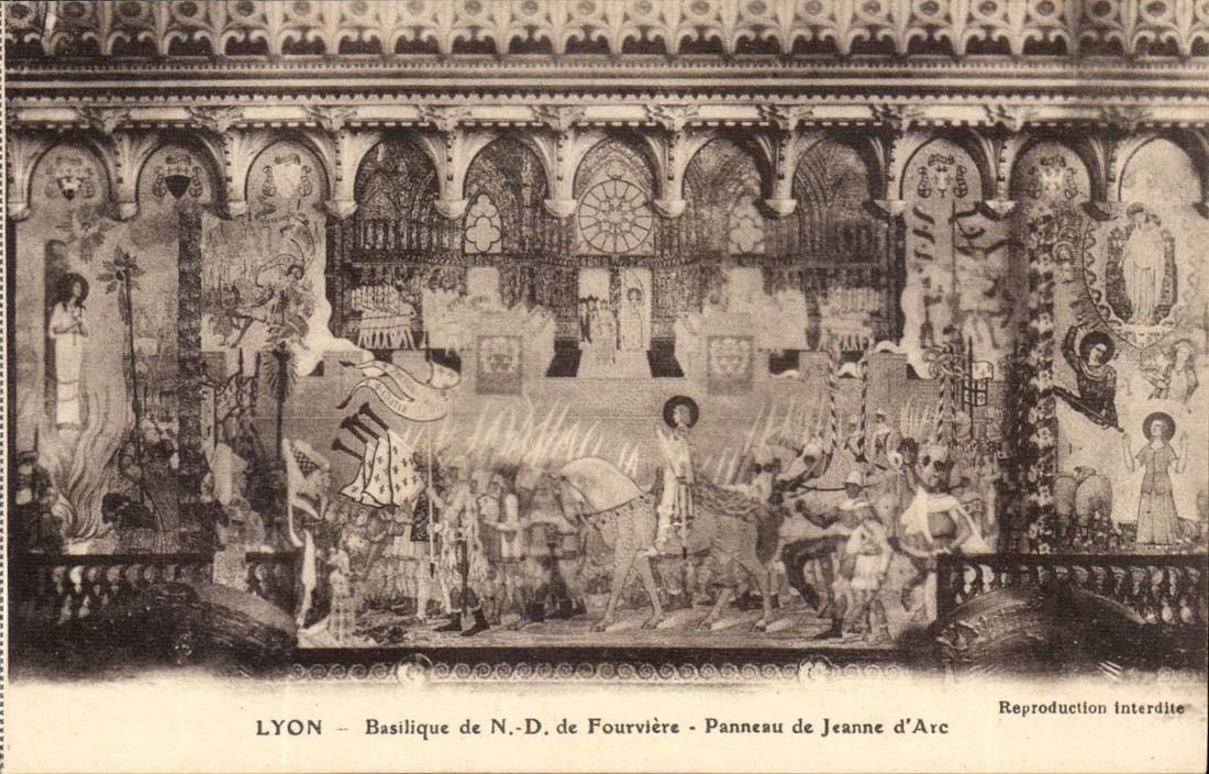 Lyon - Panel of Jeanne d' Arc - Basilica of Notre Dame de Fourviere - CPA