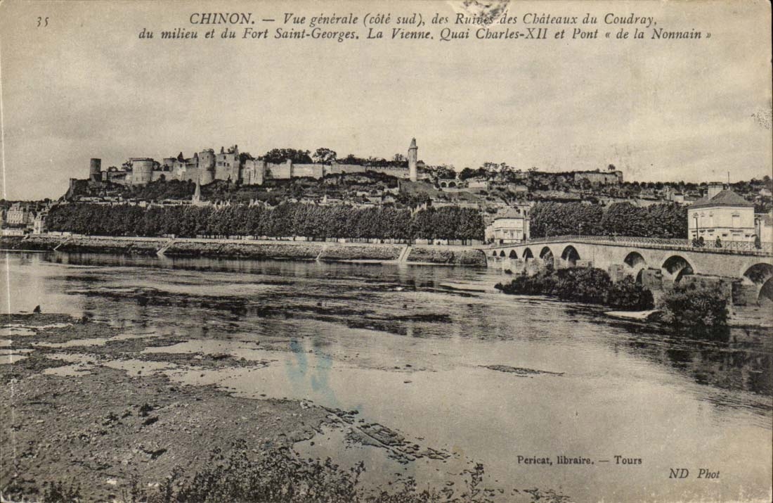 Chinon - Ansicht der Ruinen von Coudray des Mittels und Fort Saint des Georges - des Wiens Quay Charles - CPA