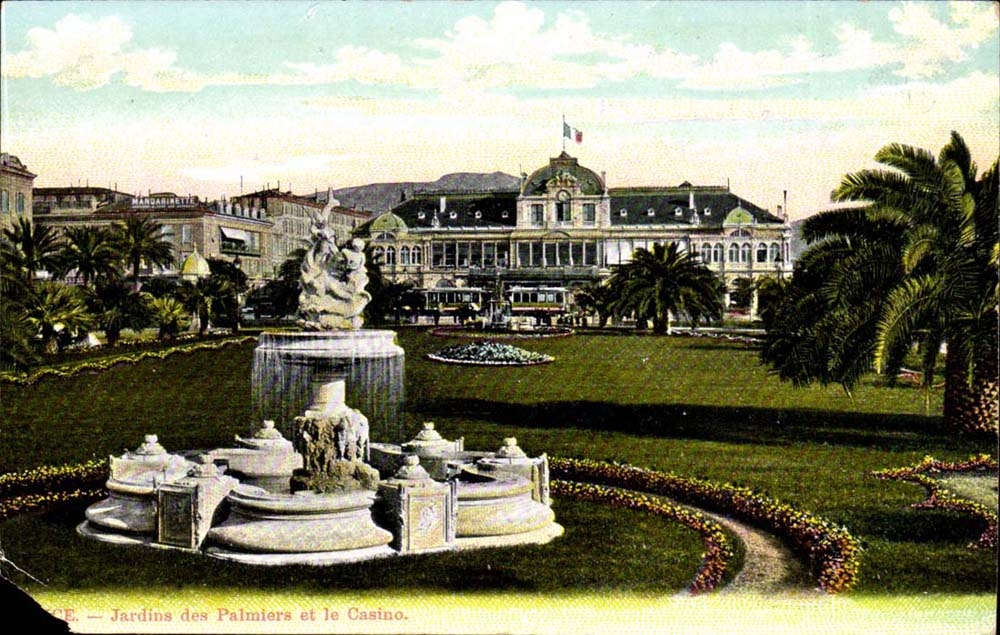 Nice - Gardens of the Palm trees and the Casino - CPA