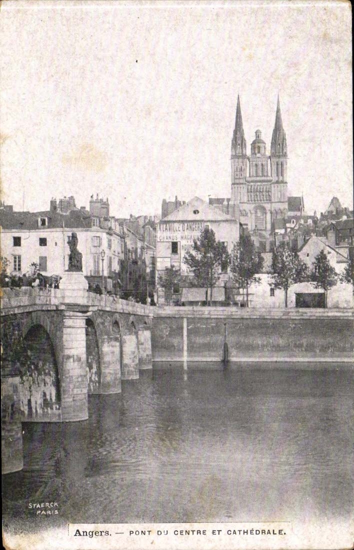 Angers - Bridge of the Center and Cathedral - CPA