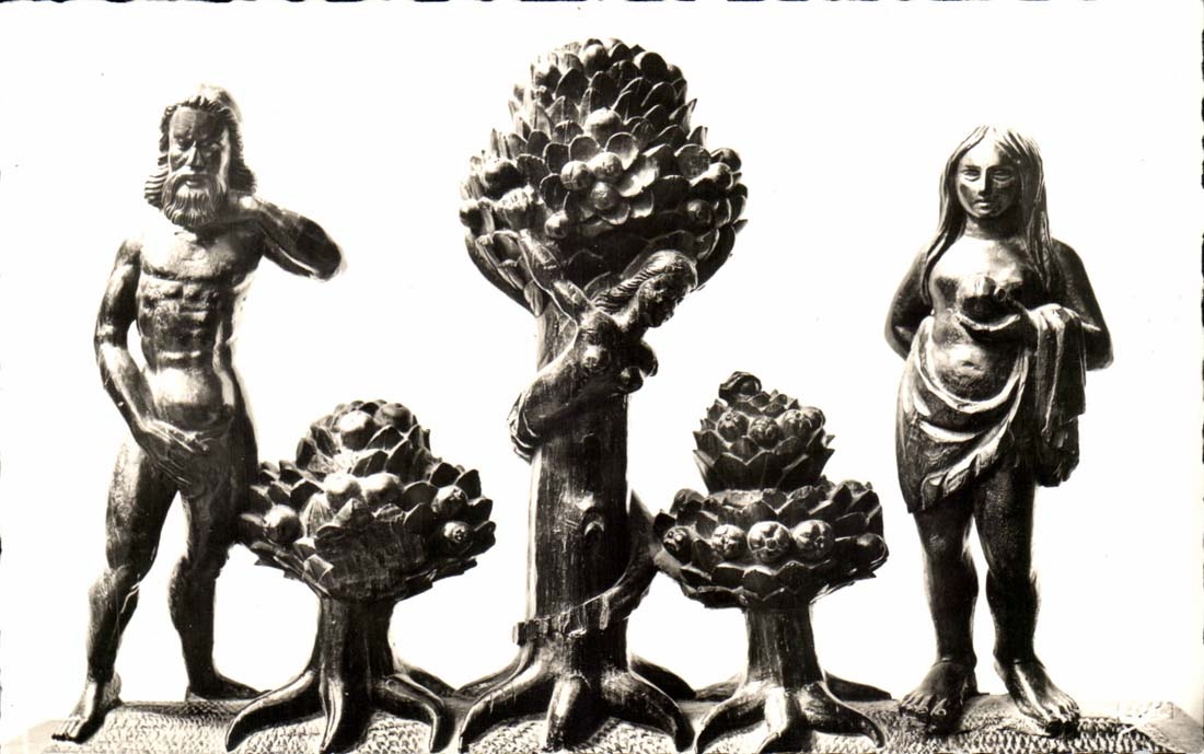 Saint Bertrand de Comminges CPA the cathedral Detail of the Stalls Adam and Eve