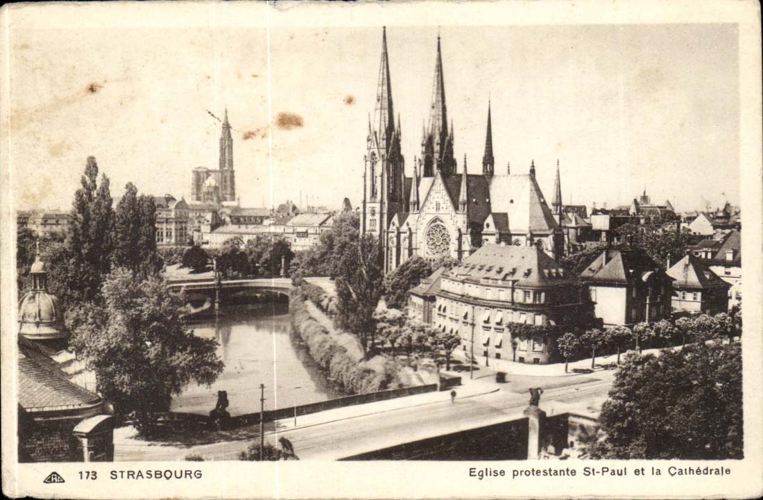 Strasbourg - Strassburg - Protestant Church St Paul and the Cathedral - CPA