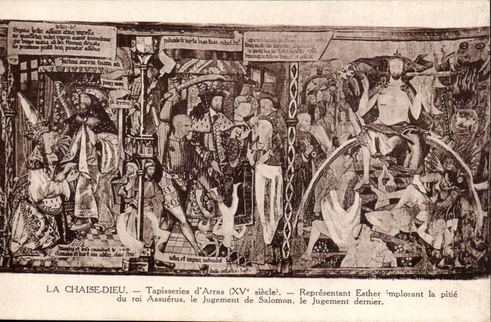 The Chair God CPA Tapestries of Arras Representing Esther beseeching the pity of king Assuerus the judgment of Solomon