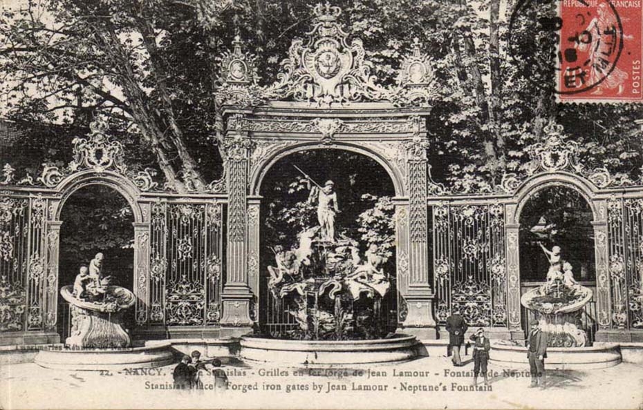 Nancy CPA Place Stanislas Grille en fer forge de Jean Lamour Fontaine de Neptune