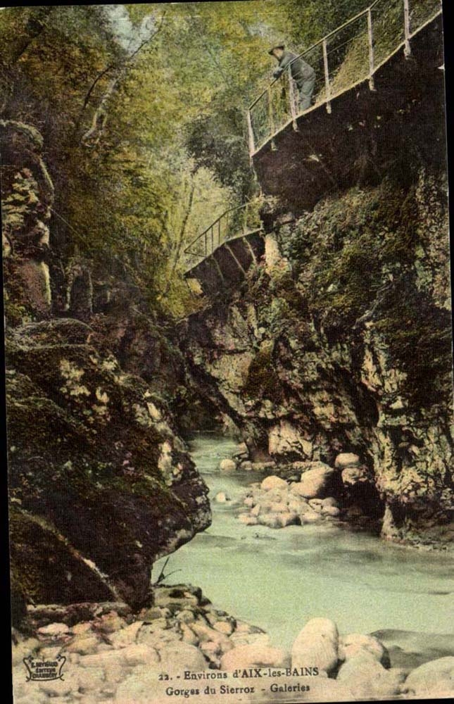 CPA Umlagerungen der Aix-les-Bainsfalle der Sierroz Galerien