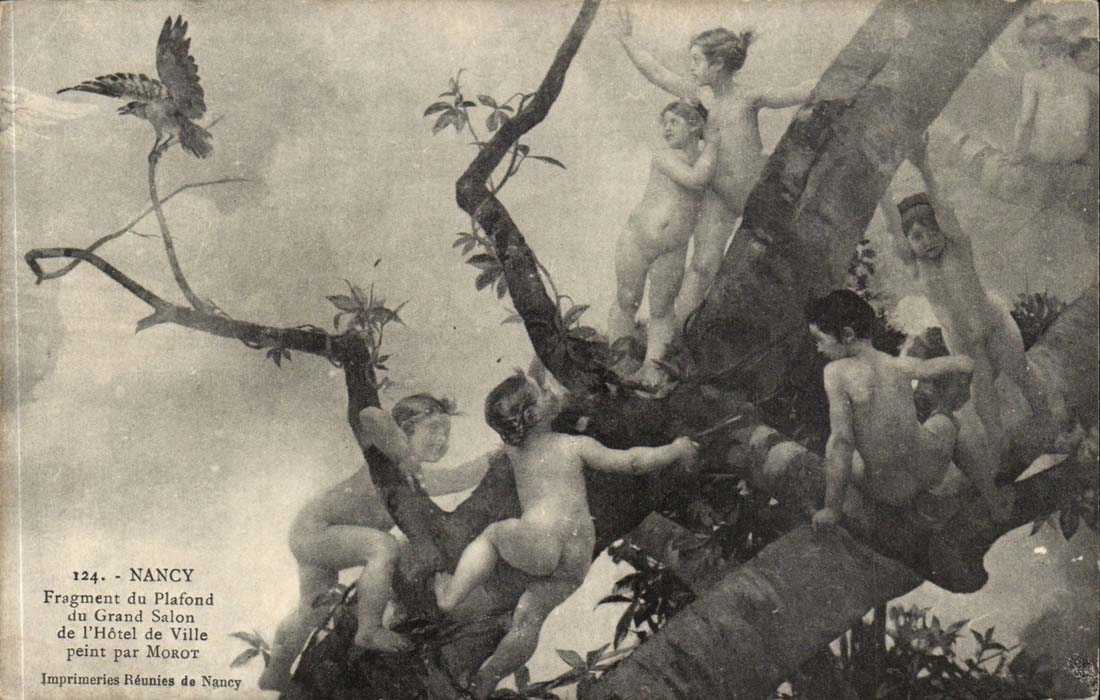 Nancy - Fragment du Plafond du Grand Salon de l'Hotel de Ville - enfant - oiseau - Ange Angel CPA