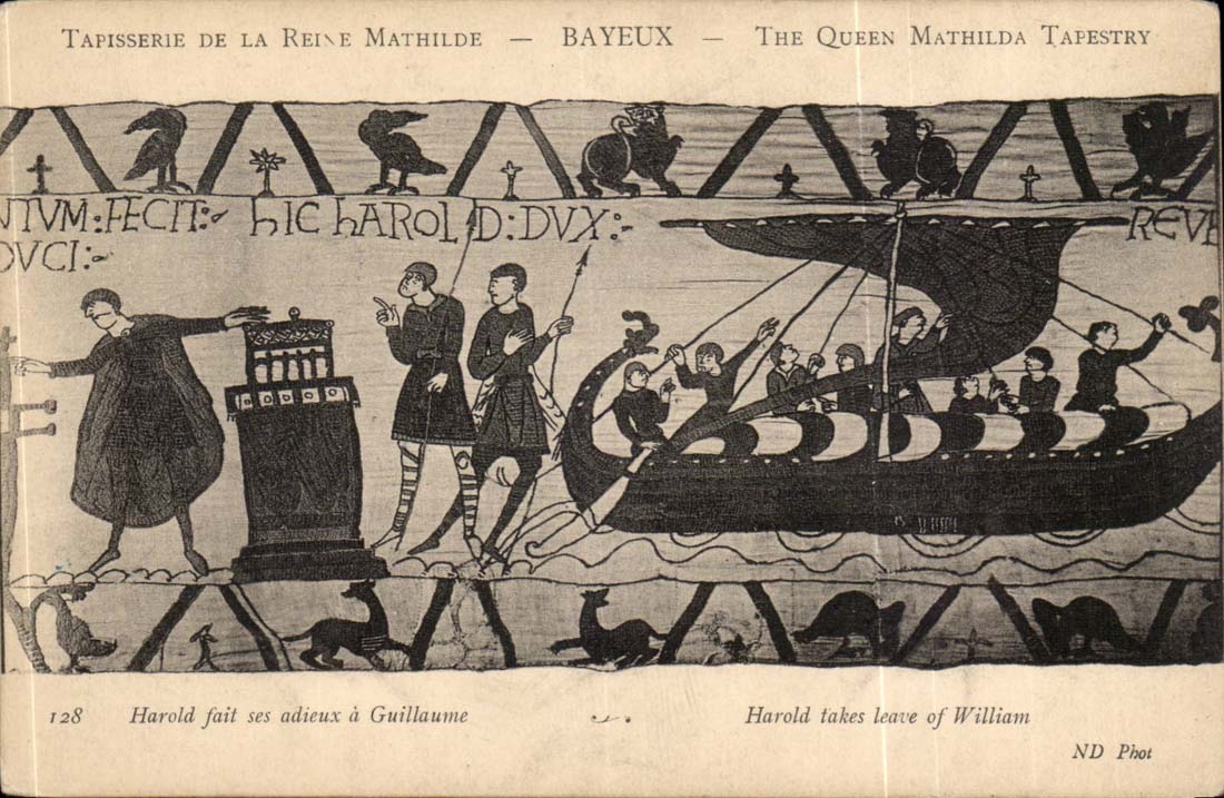 Bayeux CPA Tapisserie Harold bietet seinen Abschied hat Guillaume Reine Mathilde