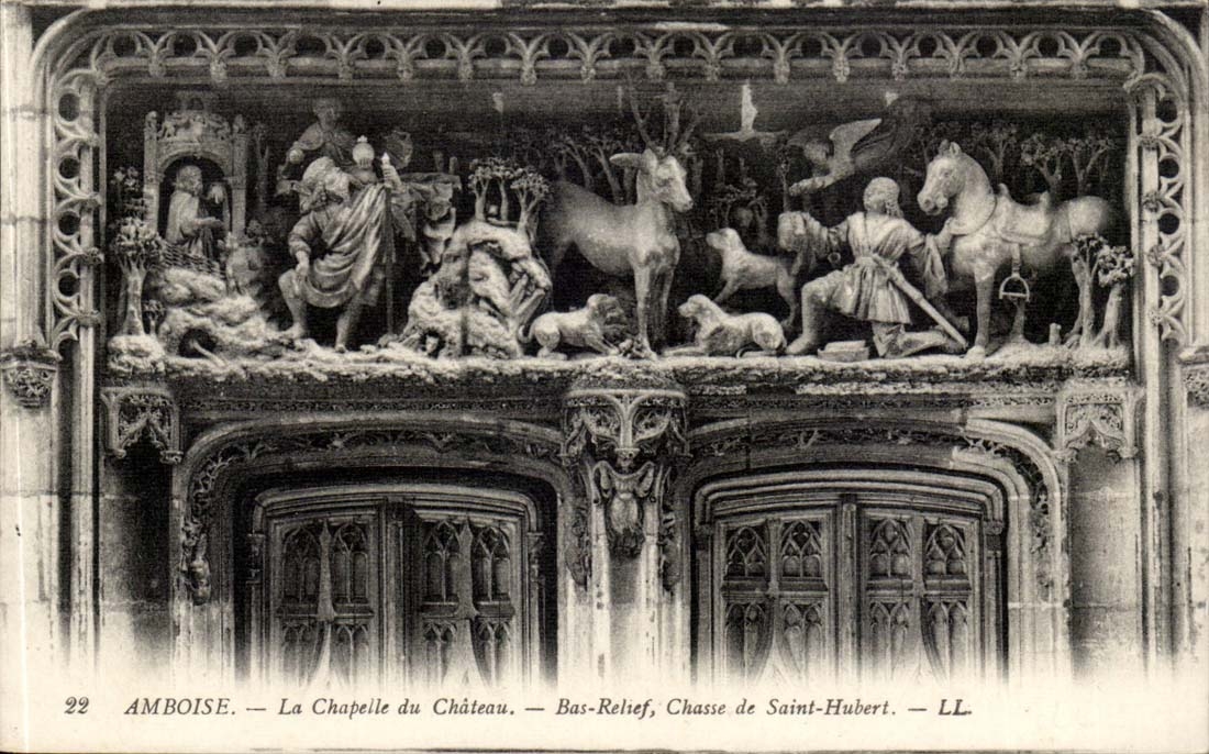 Amboise CPA La cahpelle du chateau Bas relief Chasse de St Hubert
