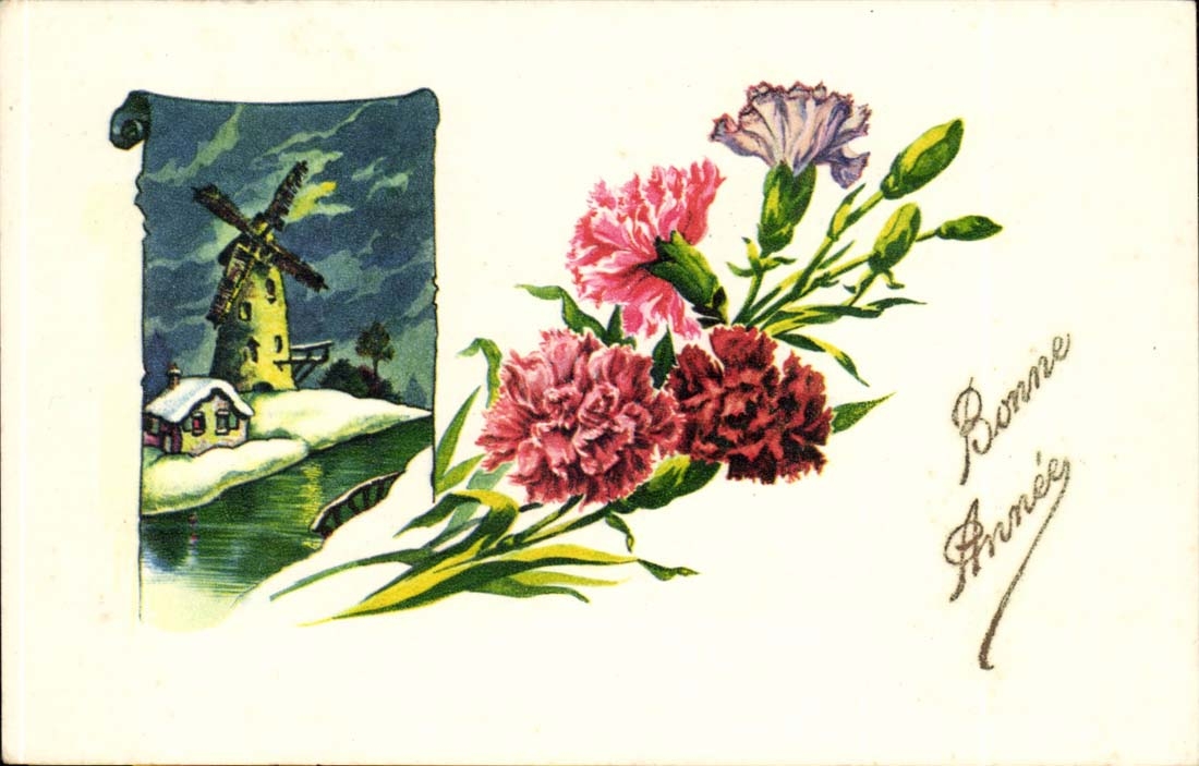 CPA Fantasy Happy New Year Flowers (mill millet)