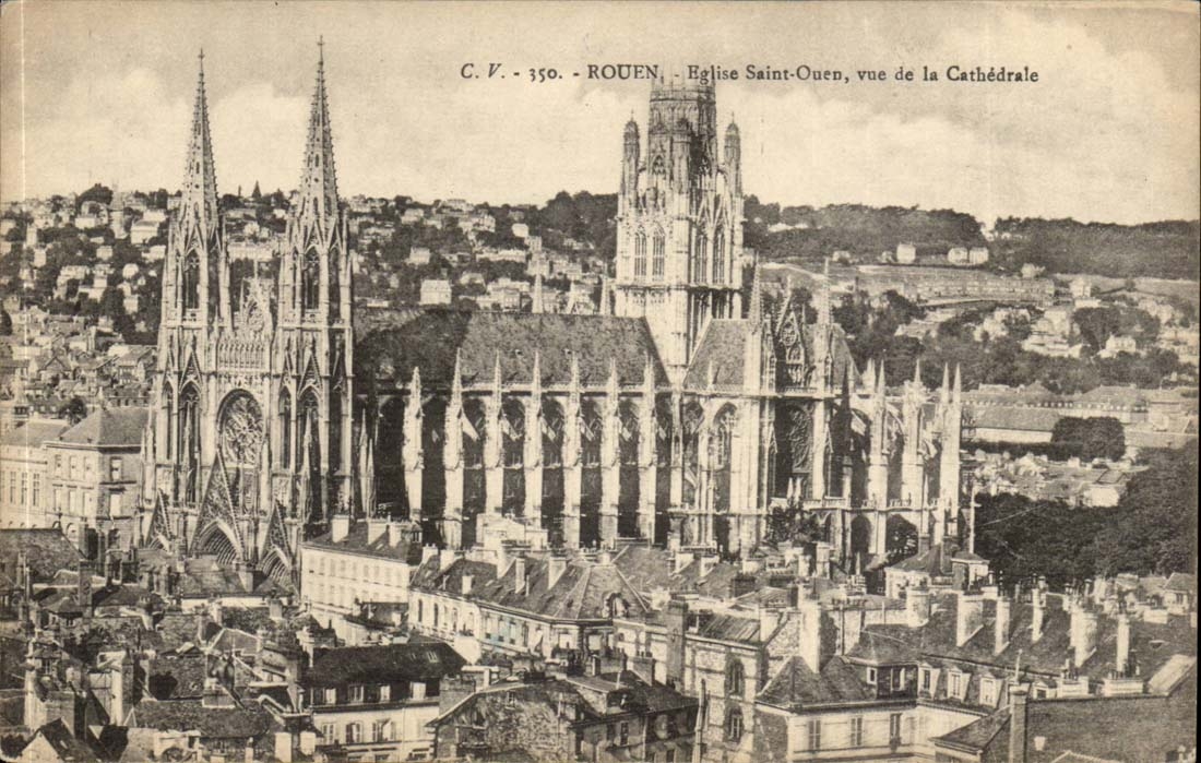 Rouen CPA Church Saint ouen seen cathedral