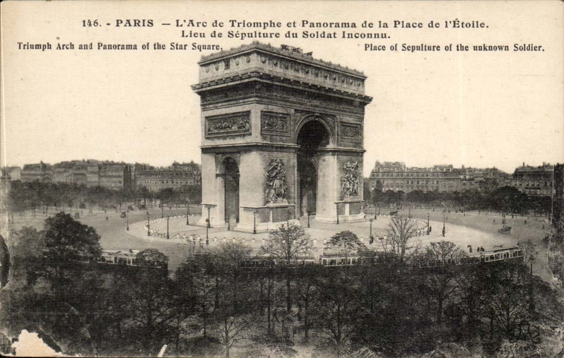 Paris CPA Arc de Triomphe and panorama of the place of star