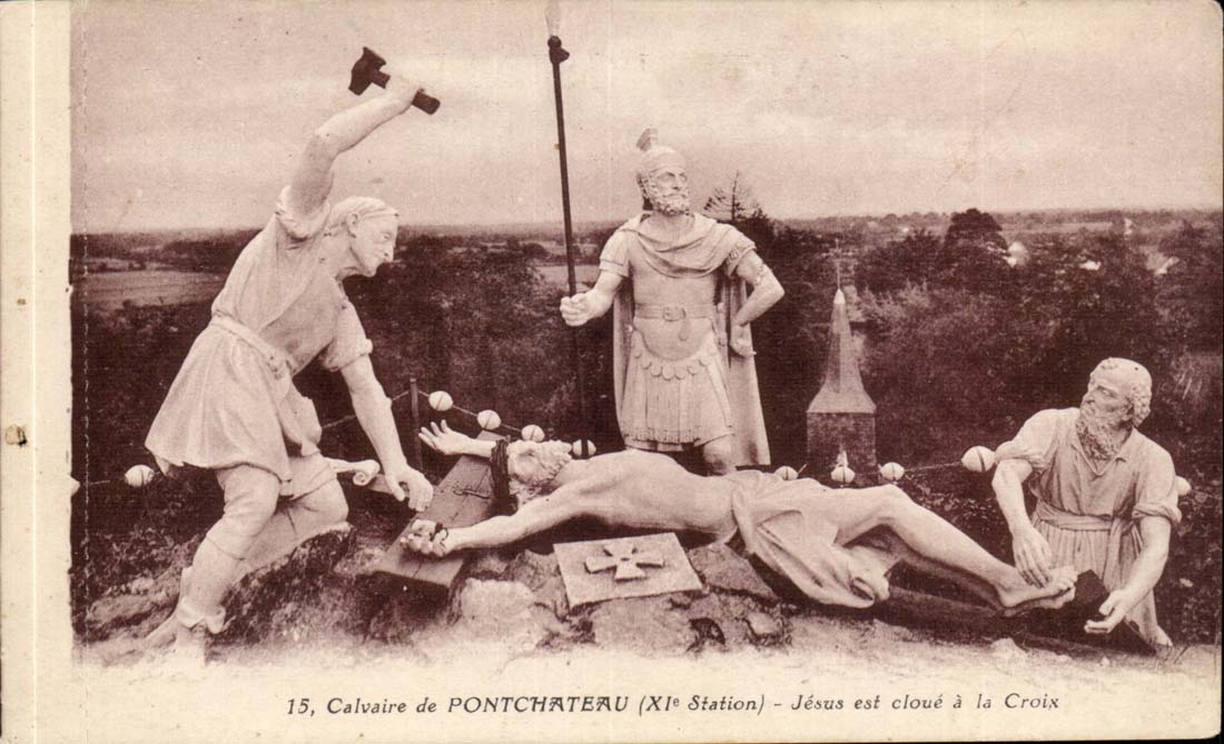 Martyrdom of Pontchateau CPA Jesus east nails with the Cross (11th station)