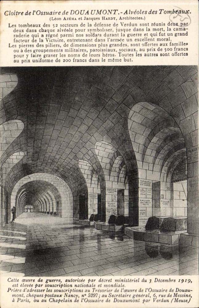 Cloister of the ossuary of Douaumont CPA Cell of the Tombs