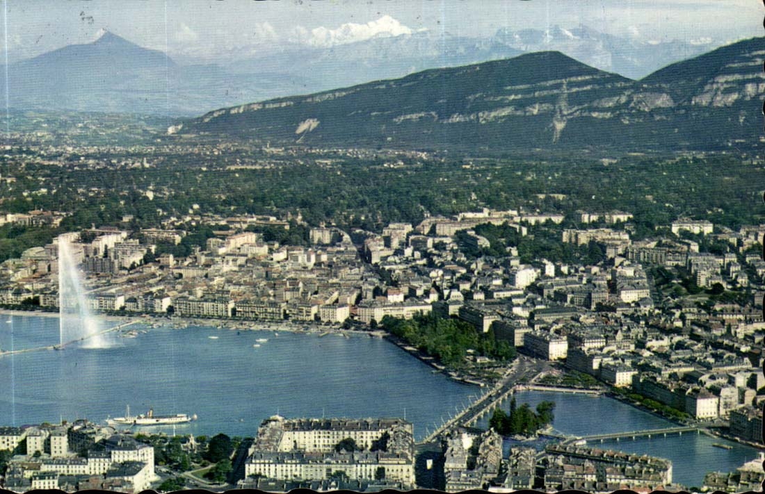 Switzerland Geneva MODERN CARD Seen air of the city and the chain of the Mount Blanc