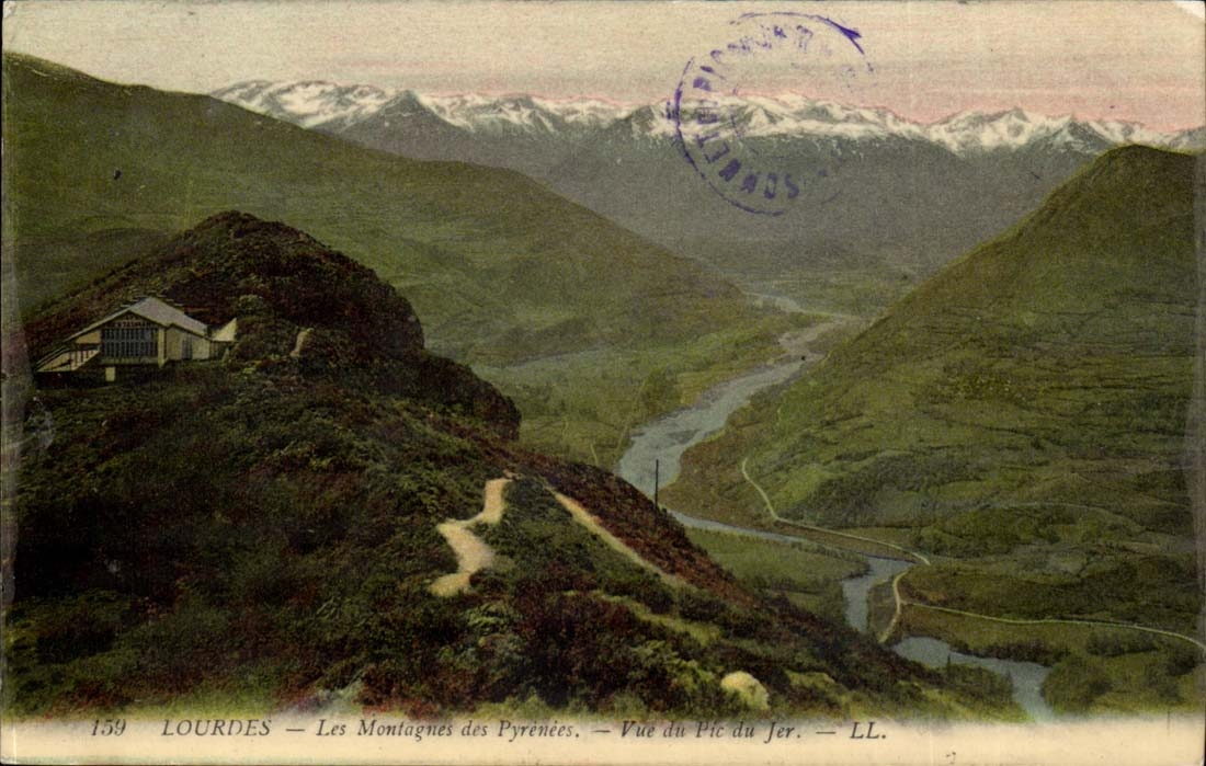 Lourdes CPA mountains of the Pyrenees Seen of the Peak of Jer