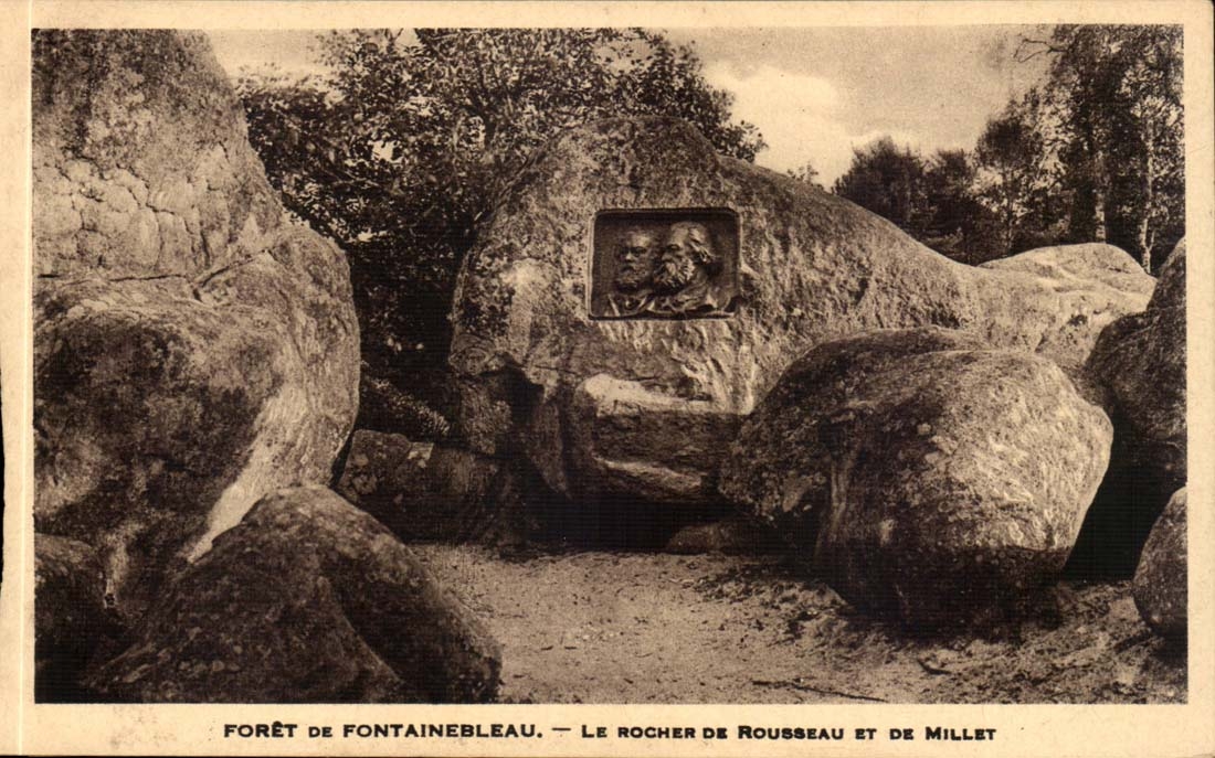 Drill of Fontainebleau CPA the rock of Rousseau and Millet
