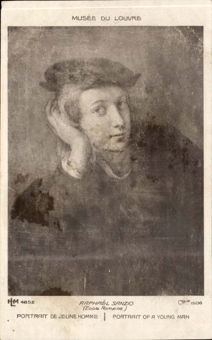 CPA Raphael Sanzio (ecole romaine) Portrait de jeune homme Musee du Louvre