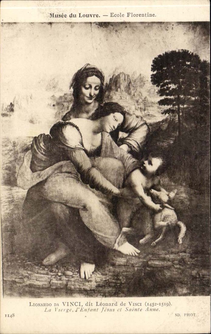 CPA Musee du Louvre Ecole Florentine Lionardo da Vinci Leonard de Vinci La vierge l'enfant Jesus et Sainte Anne