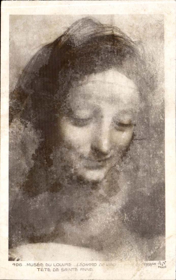 CPA Musee du Louvre Ecole Florentine Lionardo da Vinci Leonard de Vinci Tete de Sainte Anne