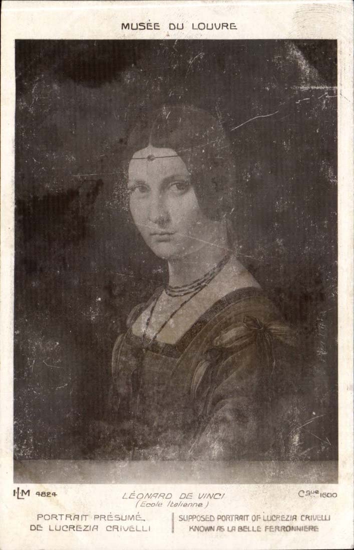 CPA Musee du Louvre Ecole Italienne Lionardo da Vinci Leonard de Vinci Portrait presume de Lucrecia Crivelli