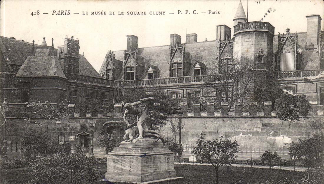 Paris CPA the Museum and sqaure of Cluny