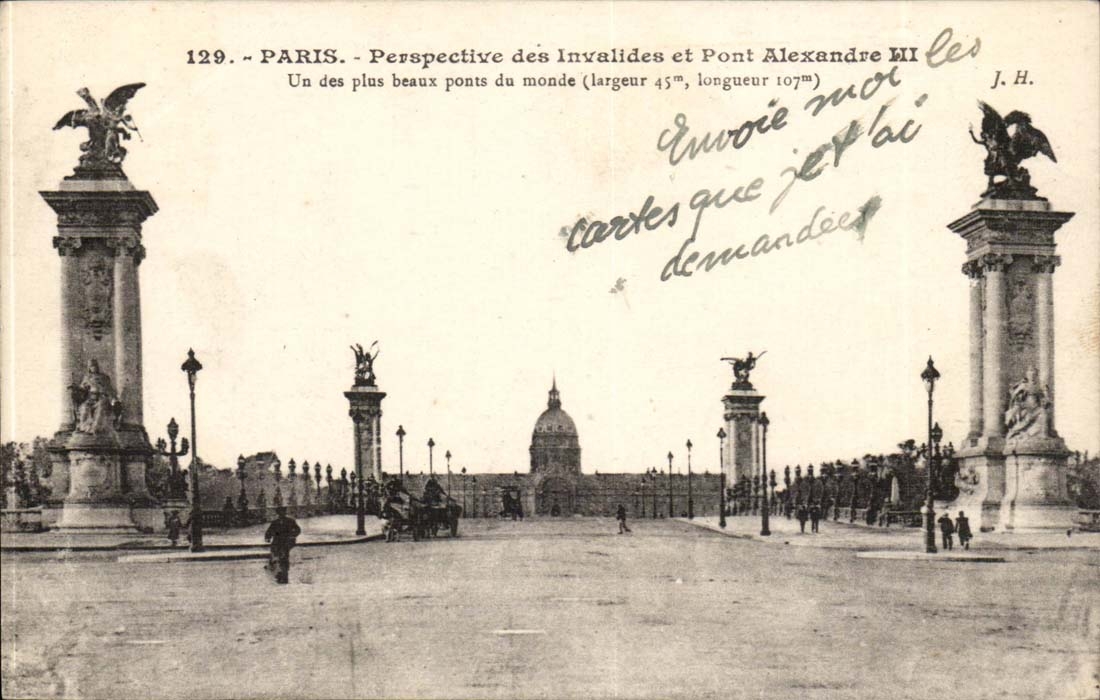Paris CPA View of Invalides and bridge Alexandre III