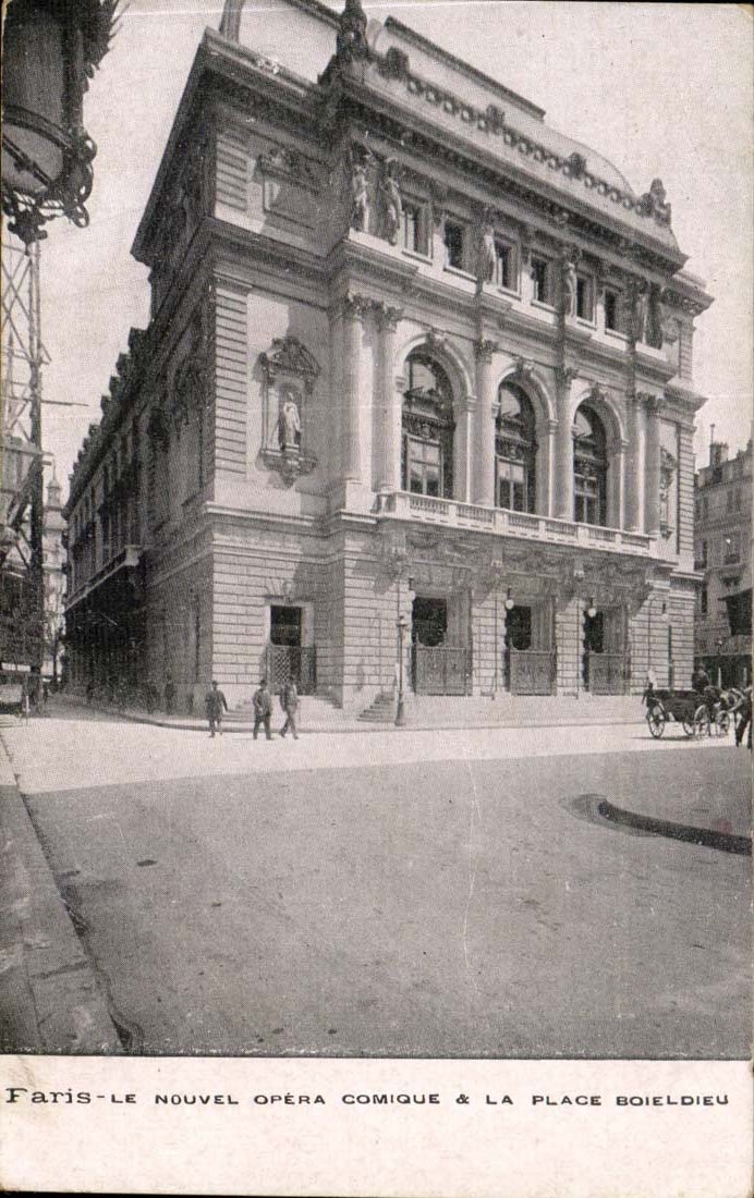 Paris CPA the new comic opera and the Boieldieu place