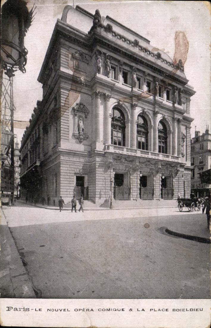 Paris CPA the new comic opera and the Boieldieu place