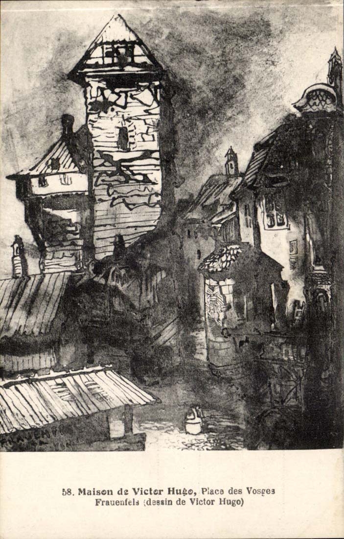 CPA Maison de Victor Hugo Place des Vosges Place des Vosges Frauenfels (dessin de Hugo)